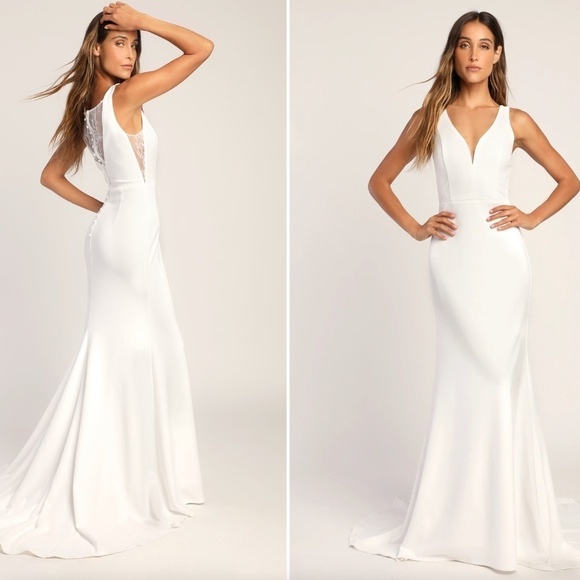 LULUS Bridal Wedding Elegant Sophisticated Sexy Lace Mermaid Gown - Picture 1 of 6